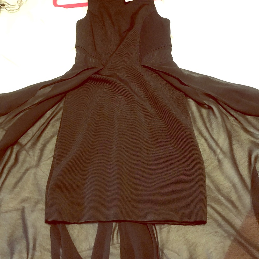 Bebe high/low side cut out black cocktail dress